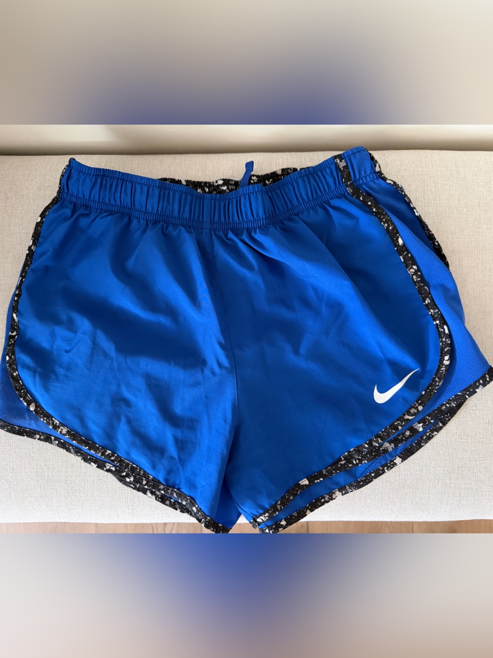 Nike Girls Bright Blue Athletic Shorts with Black Trim
